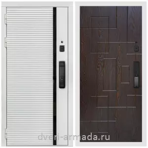 Готовые входные двери, Умная входная смарт-дверь Армада Каскад WHITE МДФ 10 мм Kaadas K9 / МДФ 16 мм ФЛ-57 Дуб шоколад