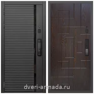Заводские входные двери, Умная входная смарт-дверь Армада Каскад BLACK МДФ 10 мм Kaadas K9 / МДФ 16 мм ФЛ-57 Дуб шоколад