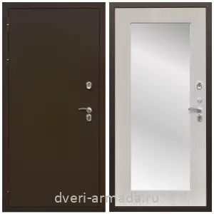 Коричневые входные двери, Металлическая коричневая дверь входная уличная в дом Армада Термо Молоток коричневый/ МДФ 16 мм ФЛЗ-пастораль, Дуб белёный