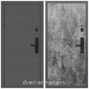 Дверь входная Армада Роуд МДФ 10 мм Kaadas S500 / МДФ 6 мм ПЭ Цемент темный