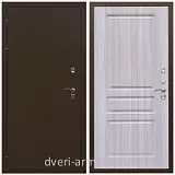 Утепленные для частного дома, Дверь входная стальная уличная для загородного дома Армада Термо Молоток коричневый/ ФЛ-243 Сандал белый