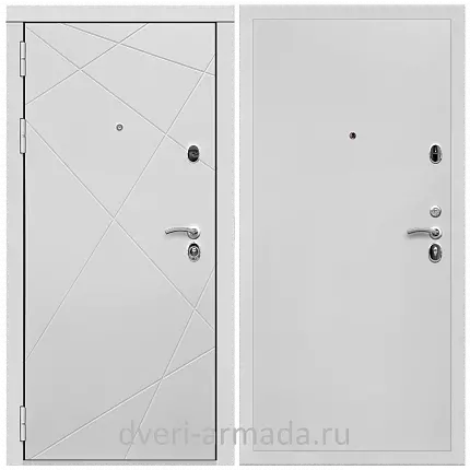 Дверь входная Армада Тесла МДФ 16 мм / МДФ 10 мм Гладкая Белый матовый
