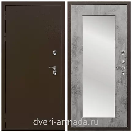 Дверь входная уличная в дом Армада Термо Молоток коричневый/ МДФ 16 мм ФЛЗ-пастораль, Бетон темный