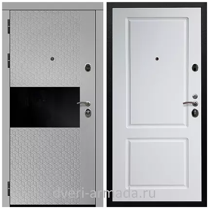 Дверь входная Армада Престиж Черная шагрень МДФ 16 мм Милк рикамо софт / ФЛ-117 Белый матовый