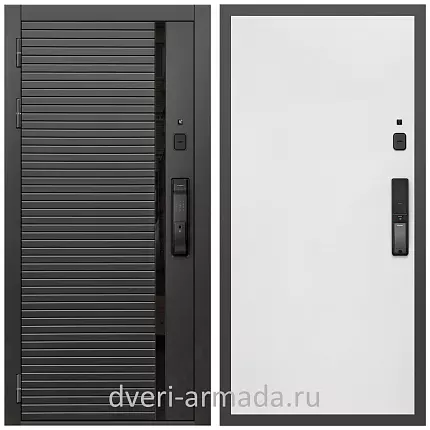 Умная входная смарт-дверь Армада Каскад BLACK МДФ 10 мм Kaadas K9 / МДФ 10 мм Гладкая Белый матовый