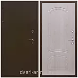 Белые с терморазрывом , Дверь входная уличная для загородного дома Армада Термо Молоток коричневый/ ФЛ-140 Дуб белёный морозостойкая