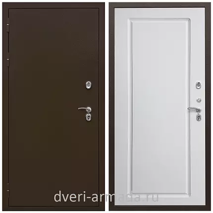 Дверь входная уличная в дом Армада Термо Молоток коричневый/ МДФ 16 мм ФЛ-119 Белый матовый